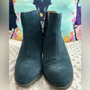 Navy Suede Boots - Size 8.5 Wide